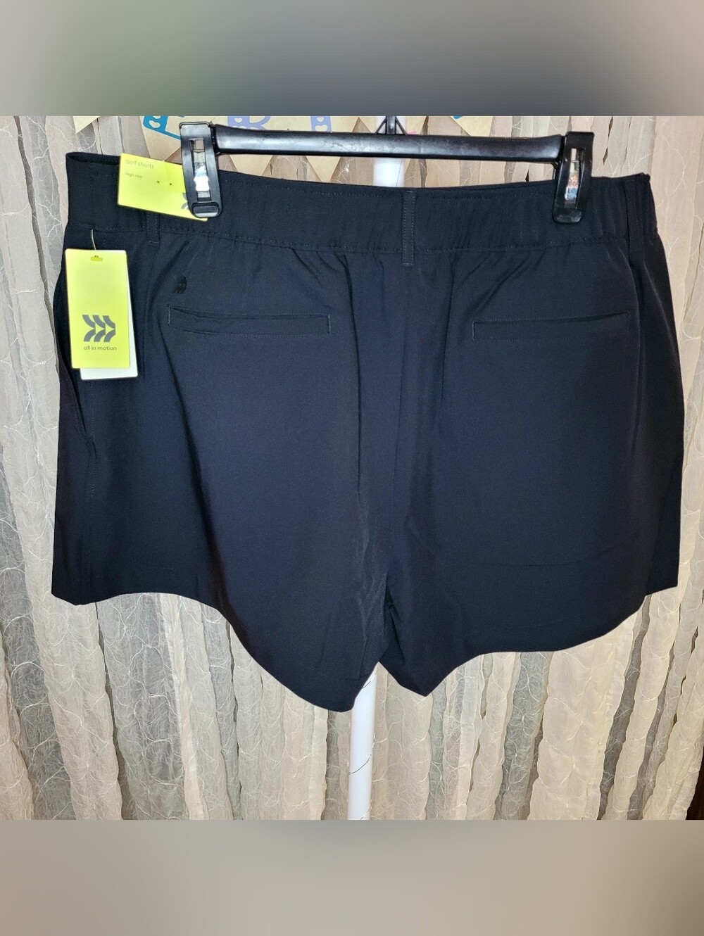 All In Motion Black High Rise Athletic Golf Shorts Elastic Waist Band Size XL - Picture 2 of 4